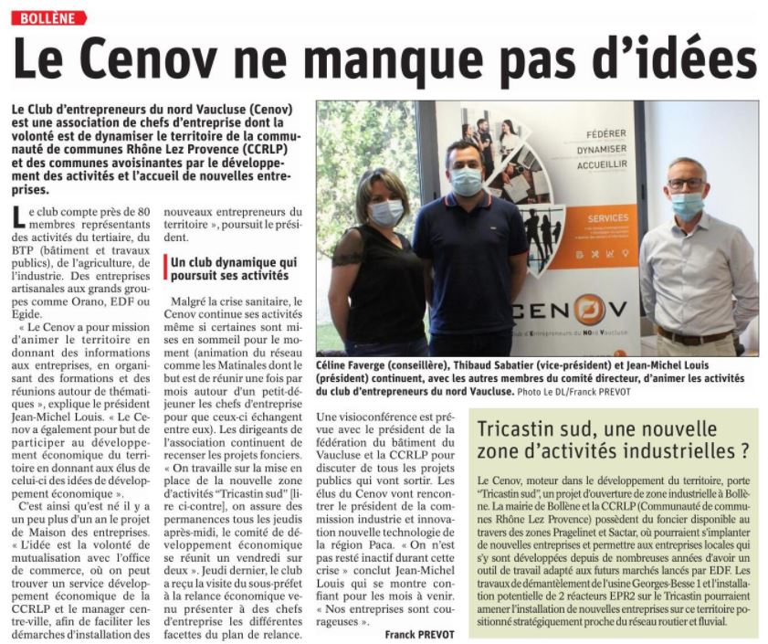 article cenov paru lundi 12.04.2021 vaucluse matin dauphine libere