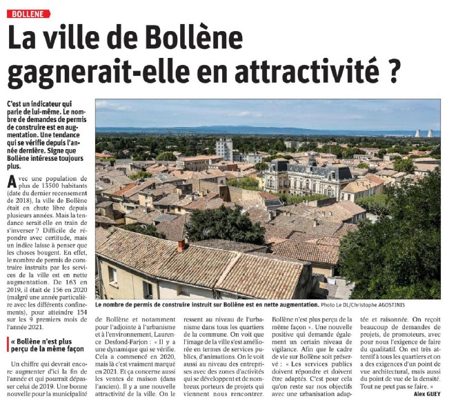 La ville de Bollène gagnerait-elle en attractivité ? | Le Dauphiné Libéré - 05 octobre 2021