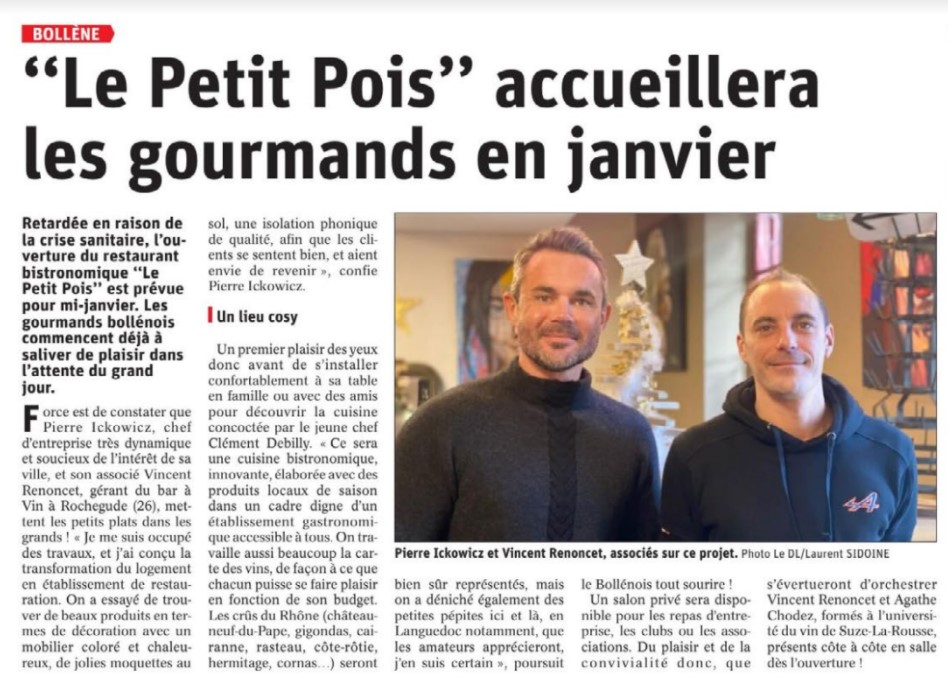 "Le Petit Pois" accueillera les gourmands en Janvier - Restaurant le petit pois | Bollène, le 2 décembre 2021