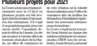 CENOV, Plusieurs projets pour 2021