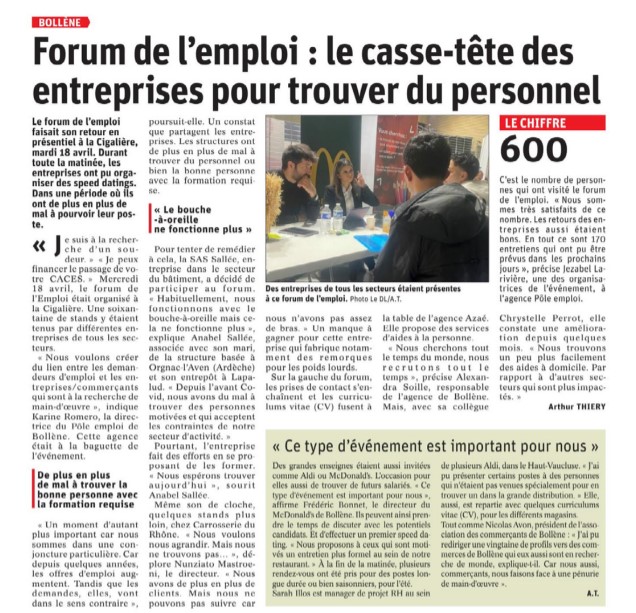 article de presse forum de lemploi 18.04.2023